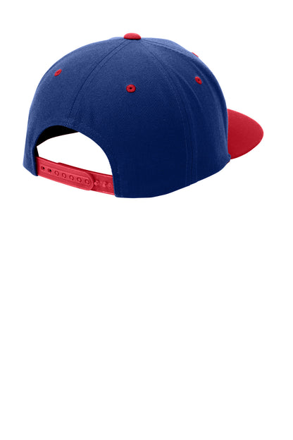 Rear View of Tr Roy/Tr Red Sport-Tek YP Classics Flat Bill Snapback Cap. STC19 plain