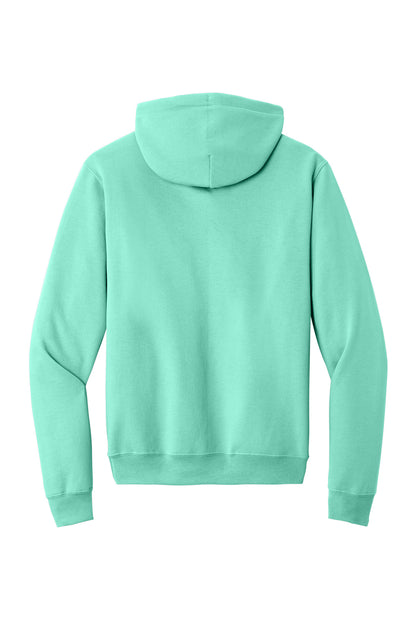 Rear View of TrCeladon Port & Co Core Fleece Pullover Hooded Sweatshirt. PC78H plain