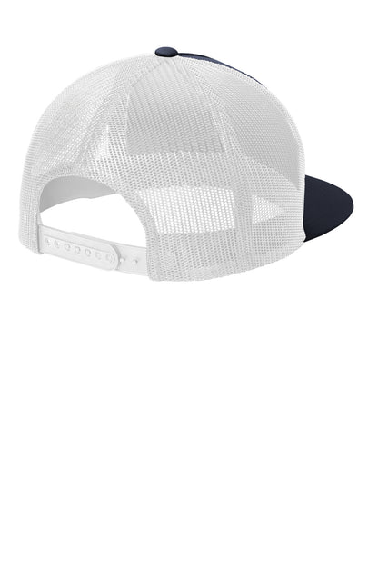 Rear View of TrNv/White Sport-Tek YP Classics 5-Panel Classic Trucker Mesh Back Cap. STC38 plain