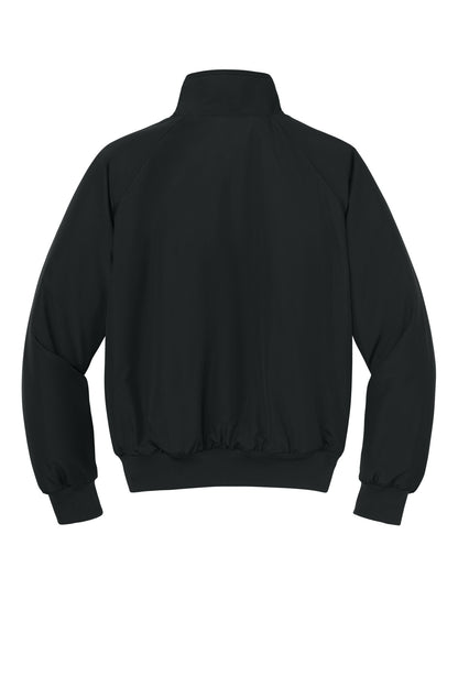 Rear View of True Black Port Authority Charger Jacket. J328 plain