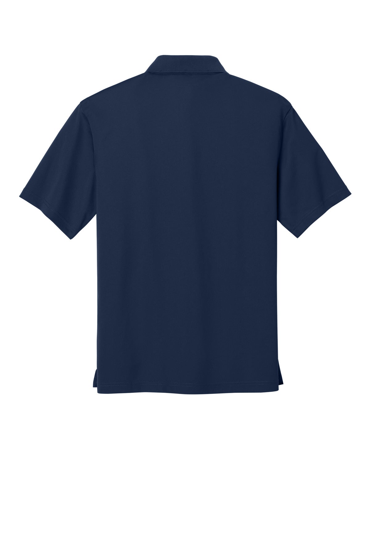 Rear View of True Navy CornerStone Micropique Gripper Polo. CS421 plain