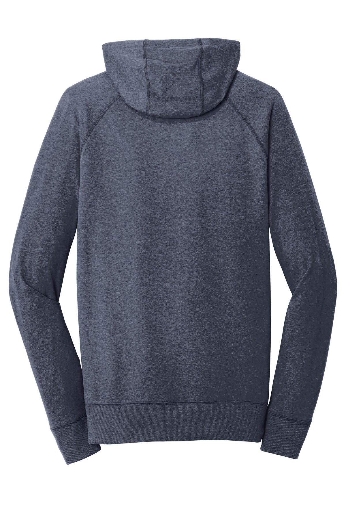Rear View of True Navy Hthr New Era Sueded Cotton Blend Full-Zip Hoodie. NEA122 plain