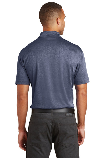 Rear View of True Navy Hthr Port Authority Trace Heather Polo. K576 plain