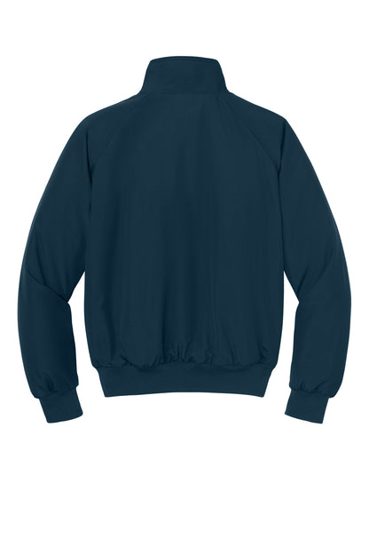 Rear View of True Navy Port Authority Charger Jacket. J328 plain