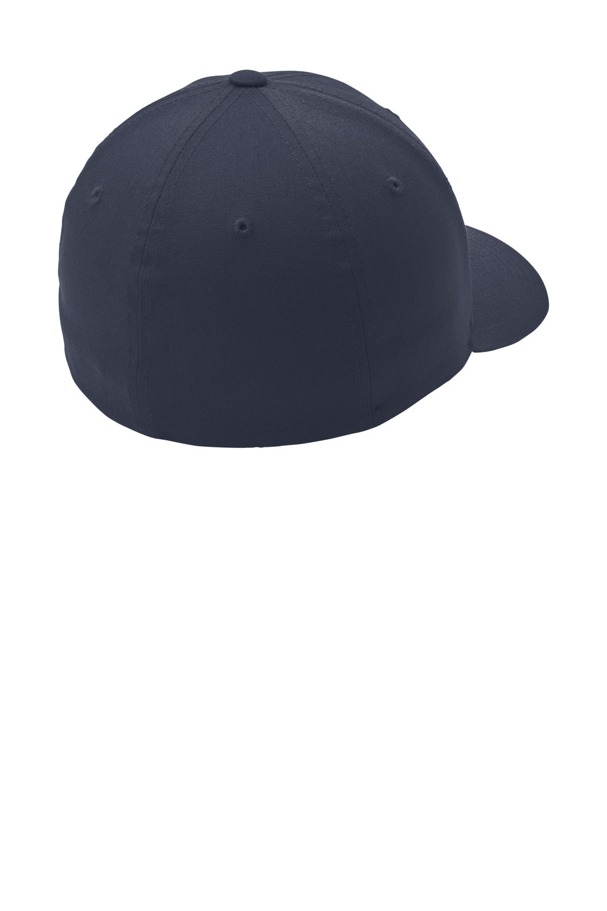 Rear View of True Navy Port Authority Flexfit Cotton Twill Cap. C813 plain