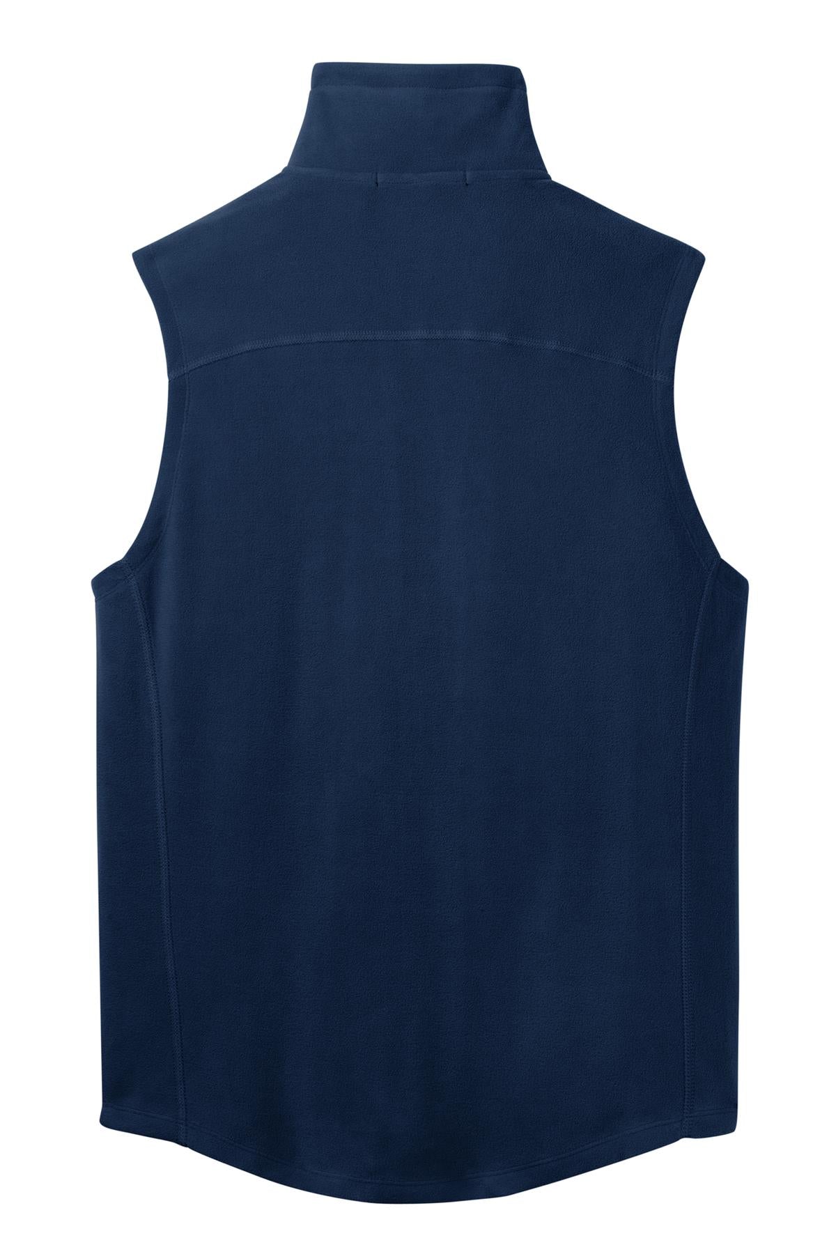 Rear View of True Navy Port Authority Microfleece Vest. F226 plain