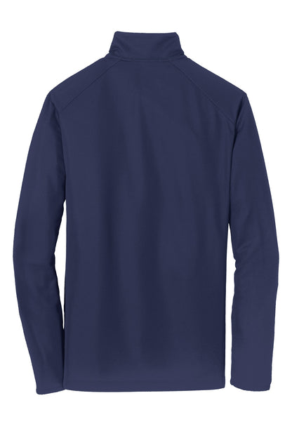 Rear View of True Navy Port Authority Pinpoint Mesh 1/2-Zip. K806 plain