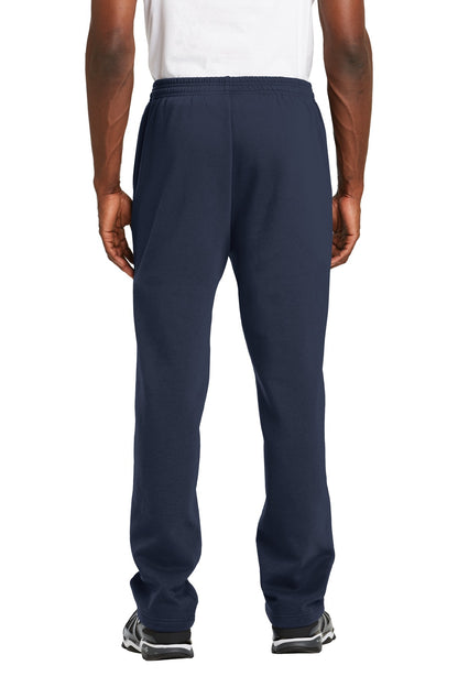 Rear View of True Navy Sport-Tek Open Bottom Sweatpant. ST257 plain
