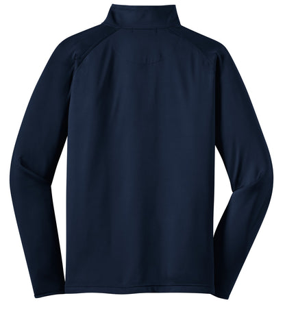 Rear View of True Navy Sport-Tek Sport-Wick Stretch 1/4-Zip Pullover. ST850 plain