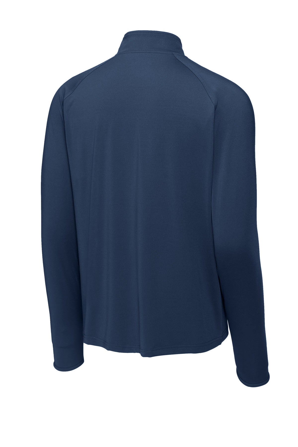 Rear View of True Navy Sport-Tek Sport-Wick Stretch 1/4-Zip Pullover. ST850 plain