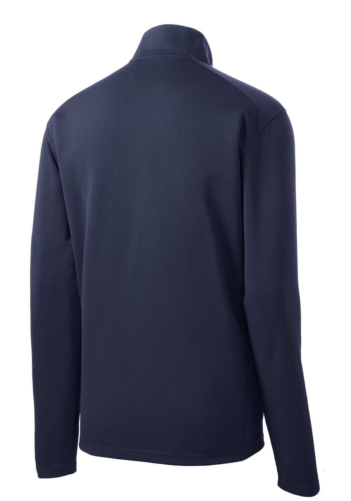 Rear View of True Navy Sport-Tek Sport-Wick Textured 1/4-Zip Pullover. ST860 plain