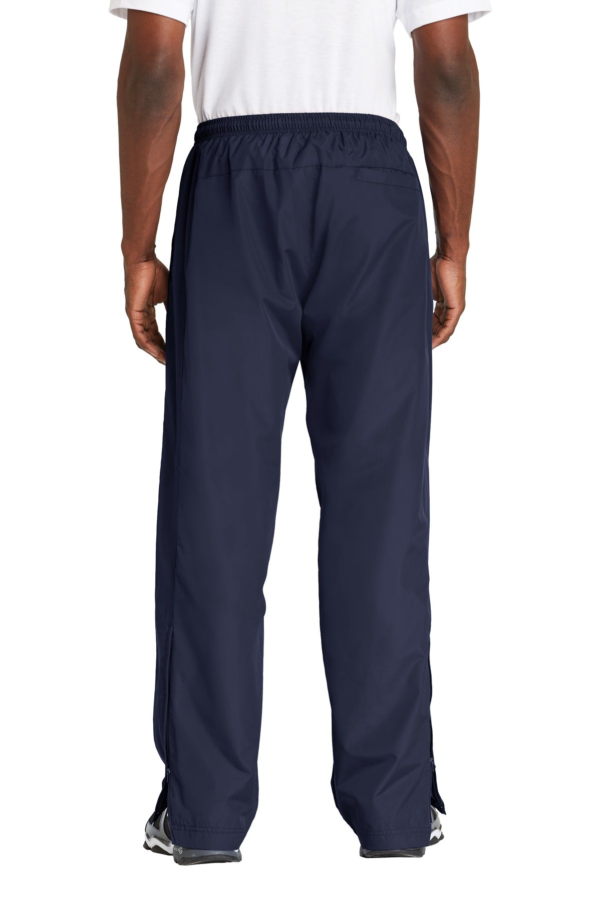 Rear View of True Navy Sport-Tek Wind Pant. PST74 plain