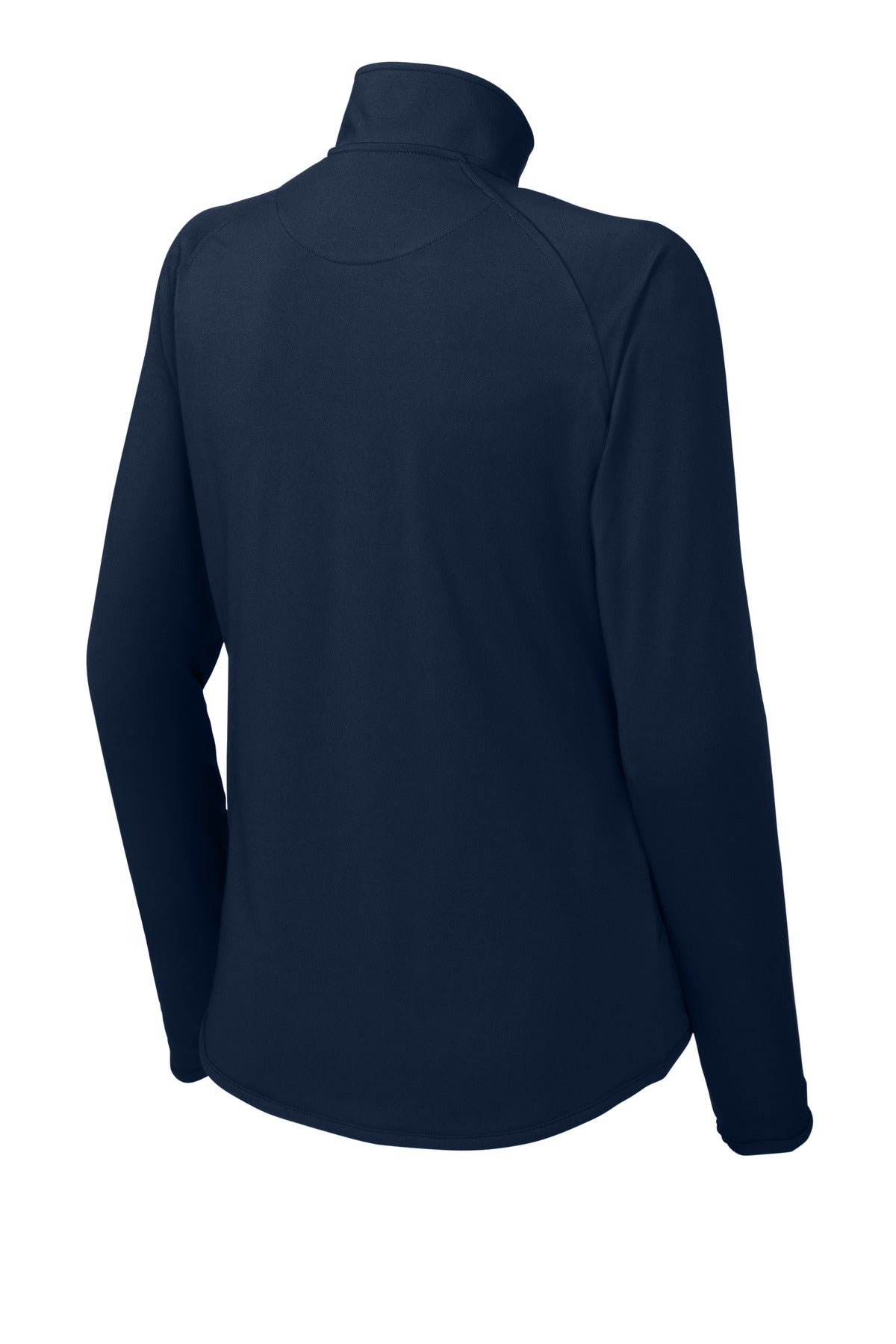 Rear View of True Navy Sport-Tek Women's Sport-Wick Stretch 1/4-Zip Pullover. LST850 plain