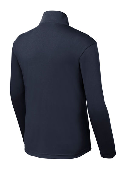 Rear View of True Navy Sport-Tek Youth PosiCharge Competitor 1/4-Zip Pullover. YST357 plain