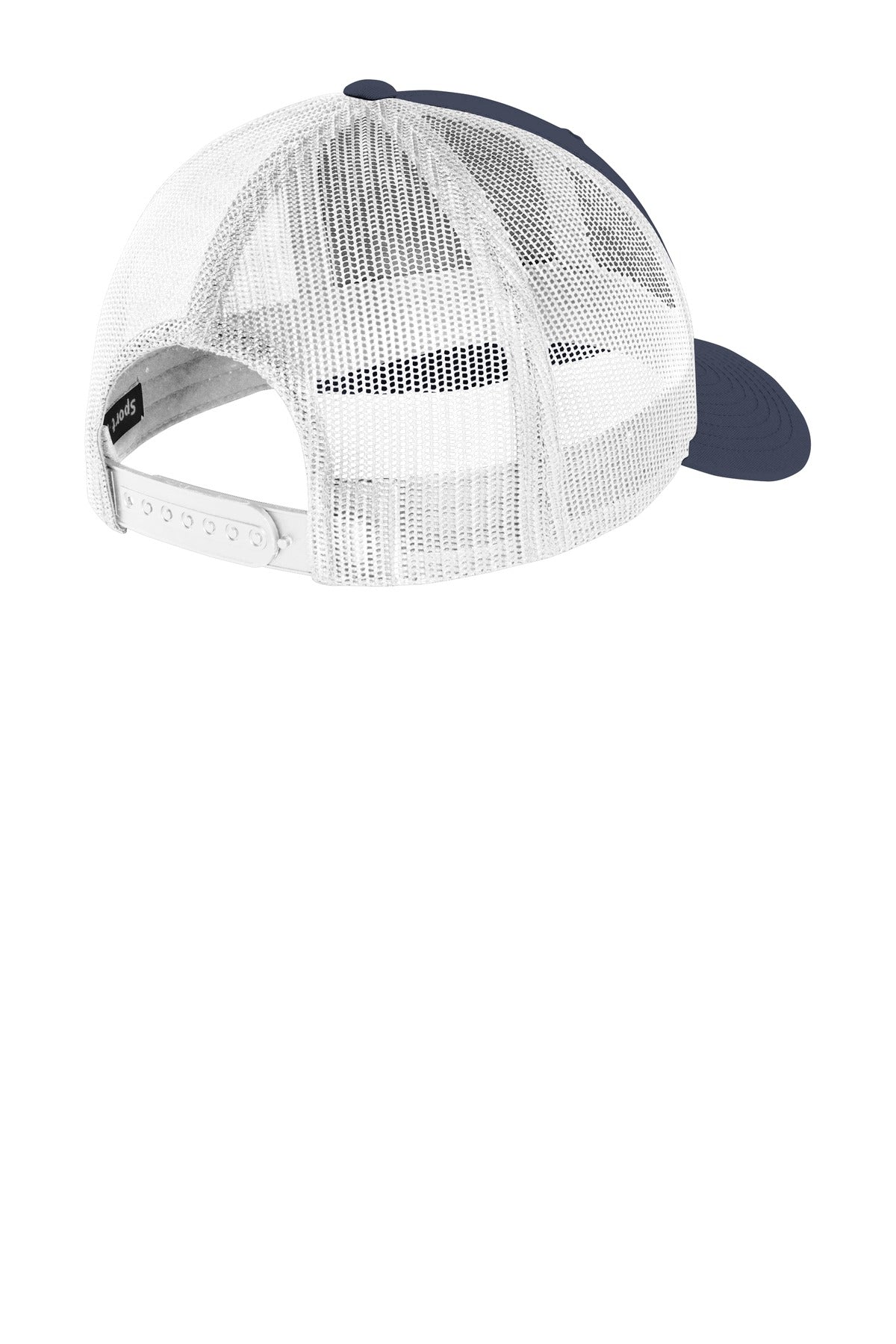 Rear View of True Navy/Wht Sport-Tek YP Classics Retro Trucker Cap. STC39 plain