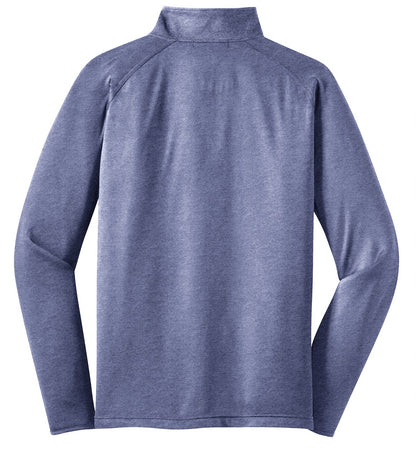 Rear View of True Nvy Hthr Sport-Tek Sport-Wick Stretch 1/4-Zip Pullover. ST850 plain