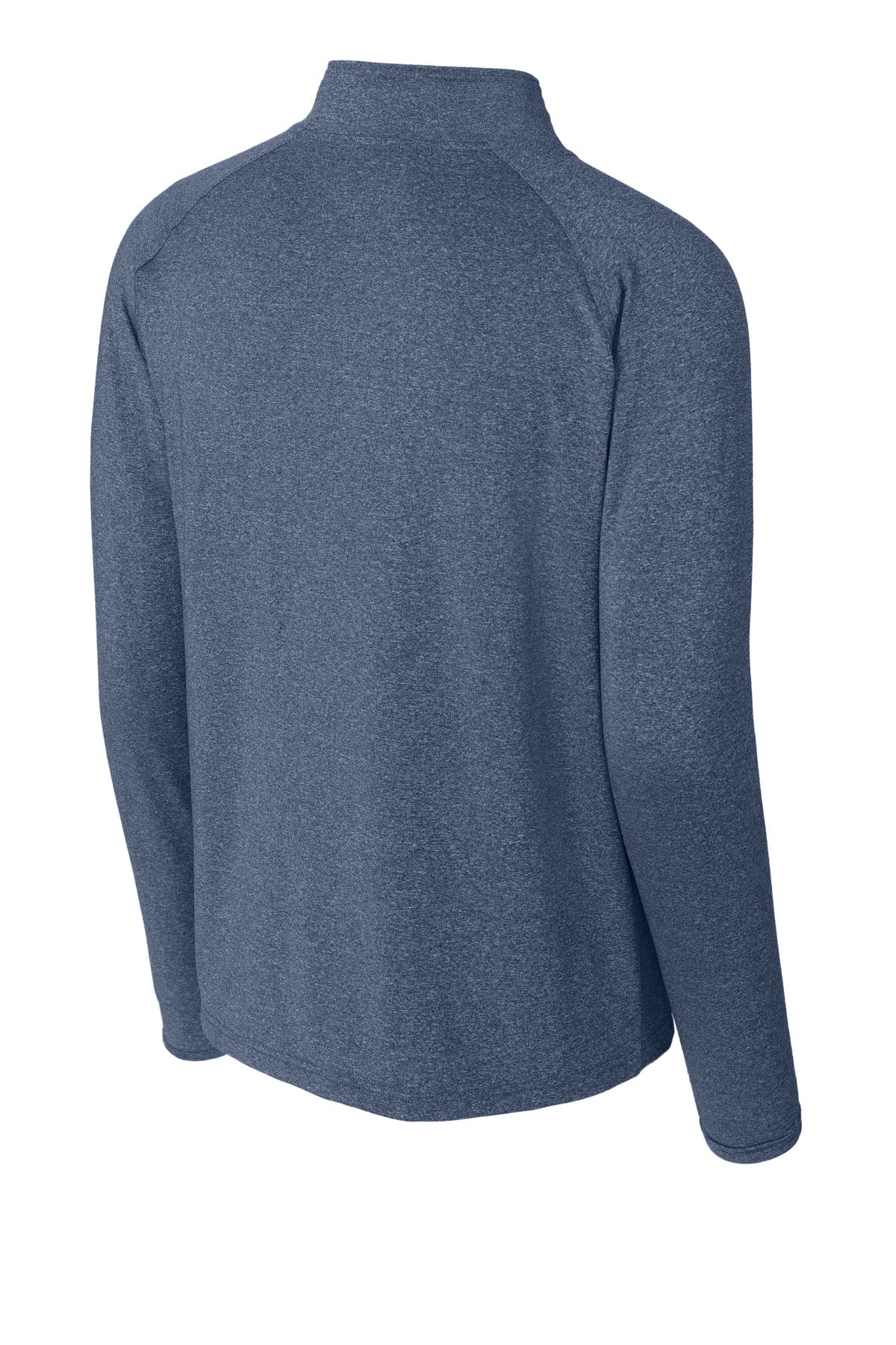 Rear View of True Nvy Hthr Sport-Tek Sport-Wick Stretch 1/4-Zip Pullover. ST850 plain