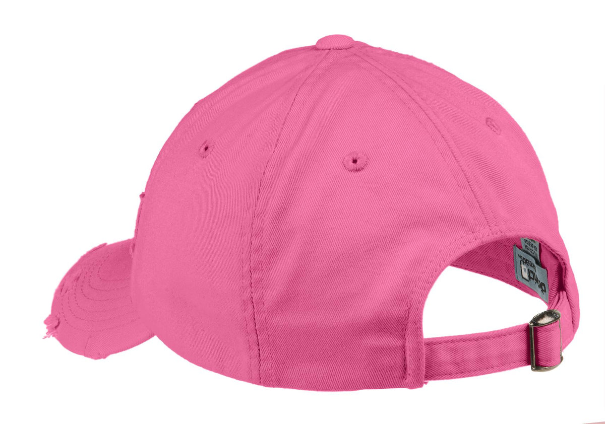 Rear View of True Pink District Distressed Cap. DT600 plain