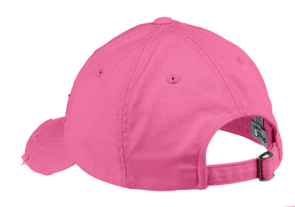 Rear View of True Pink District Distressed Cap. DT600 plain