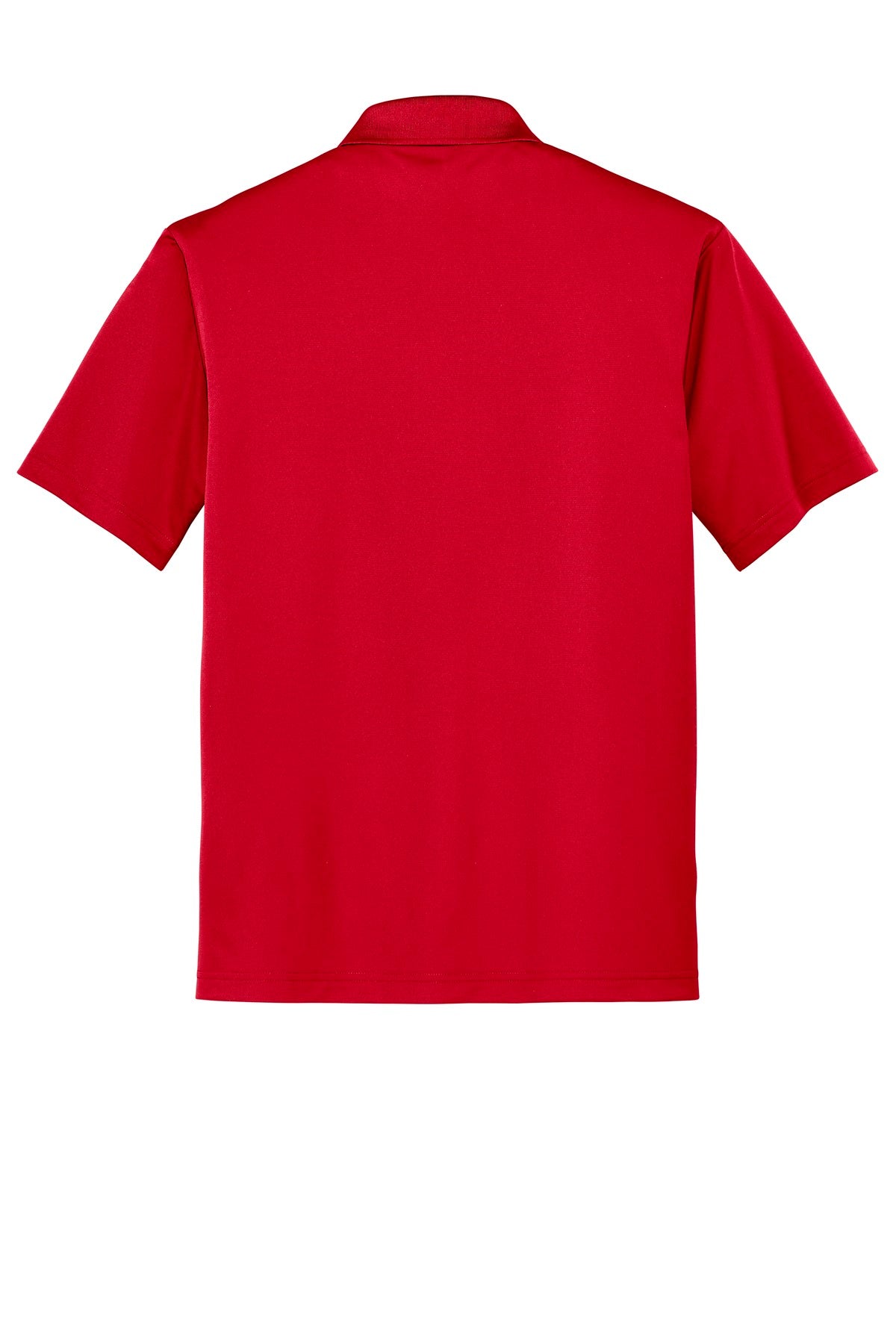Rear View of True Red CornerStone Micropique Gripper Polo. CS421 plain
