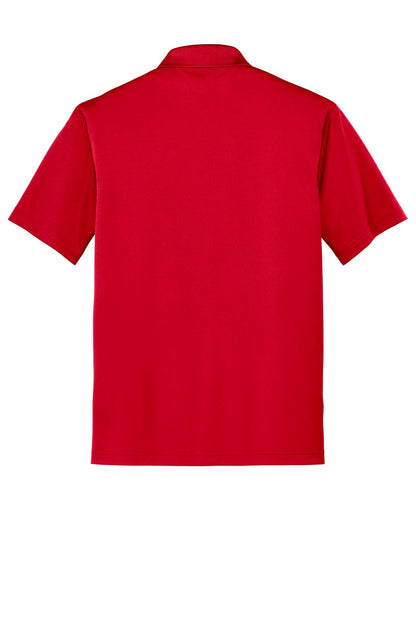 Rear View of True Red CornerStone Micropique Gripper Polo. CS421 plain