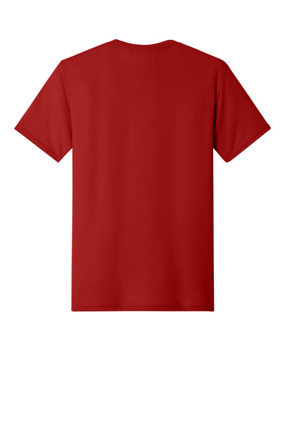 Rear View of True Red Jerzees Dri-Power 100% Polyester T-Shirt. 21M plain