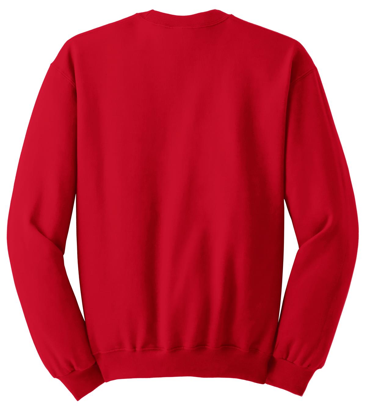 Rear View of True Red Jerzees - NuBlend Crewneck Sweatshirt. 562M plain
