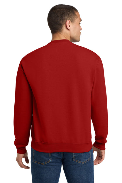 Rear View of True Red Jerzees - NuBlend Crewneck Sweatshirt. 562M plain