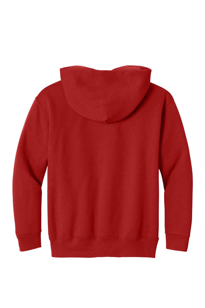 Rear View of True Red Jerzees - Youth NuBlend Pullover Hooded Sweatshirt. 996Y plain