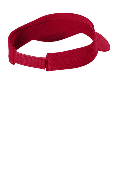 Rear View of True Red Sport-Tek Action Visor. STC51 plain