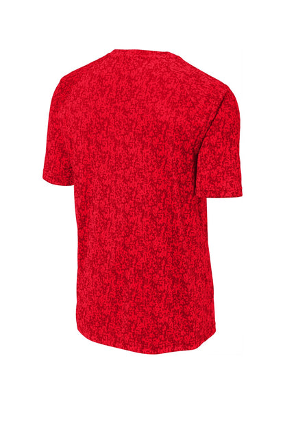 Rear View of True Red Sport-Tek Digi Camo Tee. ST460 plain