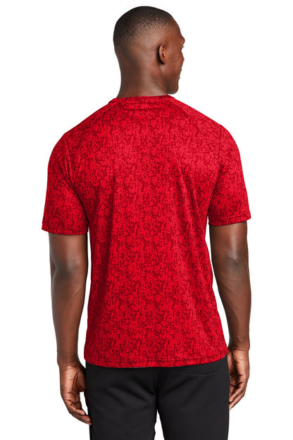 Rear View of True Red Sport-Tek Digi Camo Tee. ST460 plain