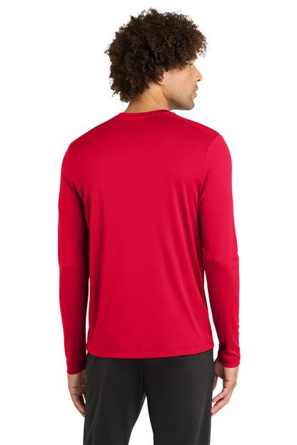 Rear View of True Red Sport-Tek Posi-UV Pro Long Sleeve Tee. ST420LS plain