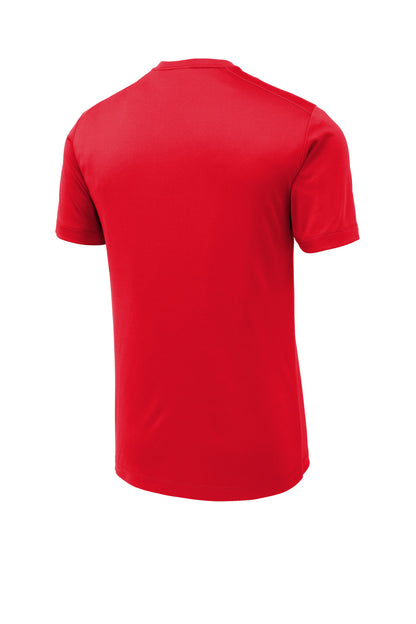 Rear View of True Red Sport-Tek Posi-UV Pro Tee. ST420 plain