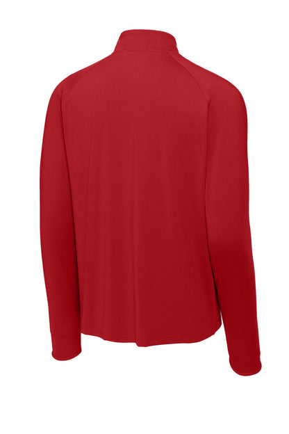 Rear View of True Red Sport-Tek Sport-Wick Stretch 1/4-Zip Pullover. ST850 plain