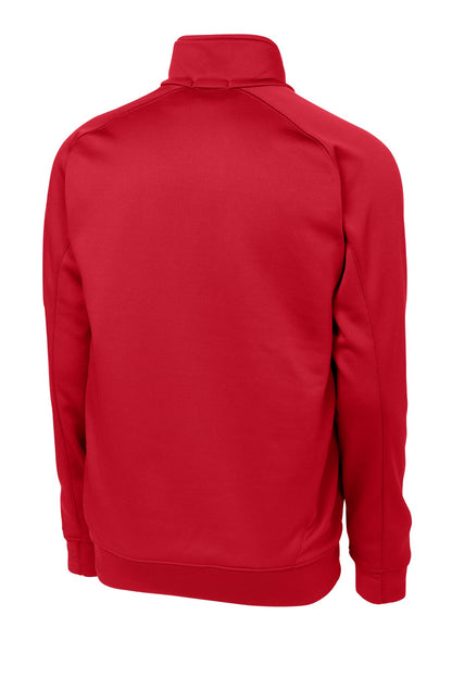 Rear View of True Red Sport-Tek Tech Fleece 1/4-Zip Pullover. F247 plain
