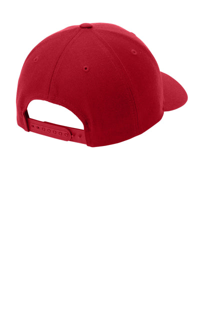 Rear View of True Red Sport-Tek YP Classics Curve Bill Snapback Cap. STC43 plain