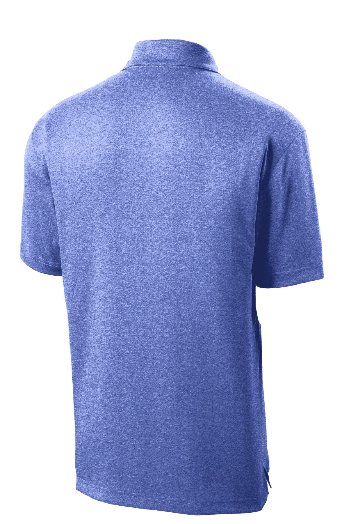 Rear View of True Royal Hth Sport-Tek Heather Contender Polo. ST660 plain
