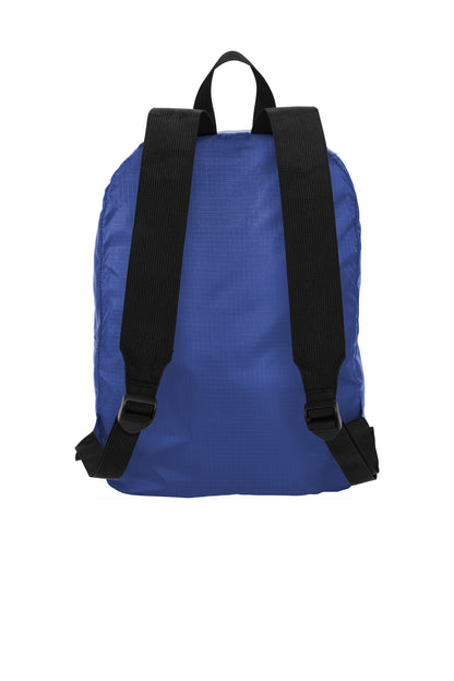 Rear View of True Royal Port Authority Crush Ripstop Backpack BG213 plain