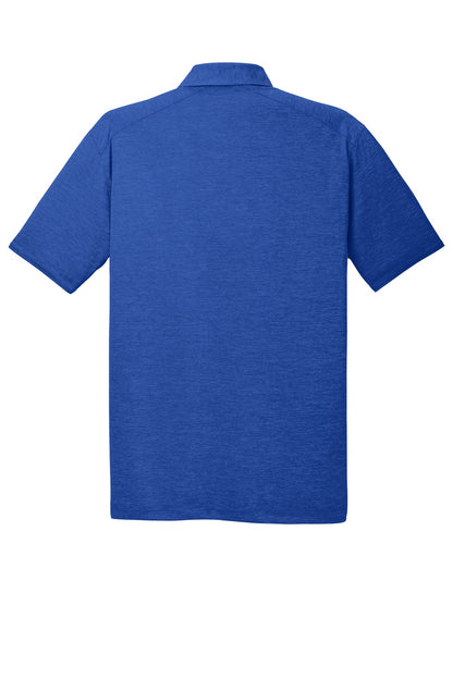 Rear View of True Royal Port Authority Digi Heather Performance Polo. K574 plain