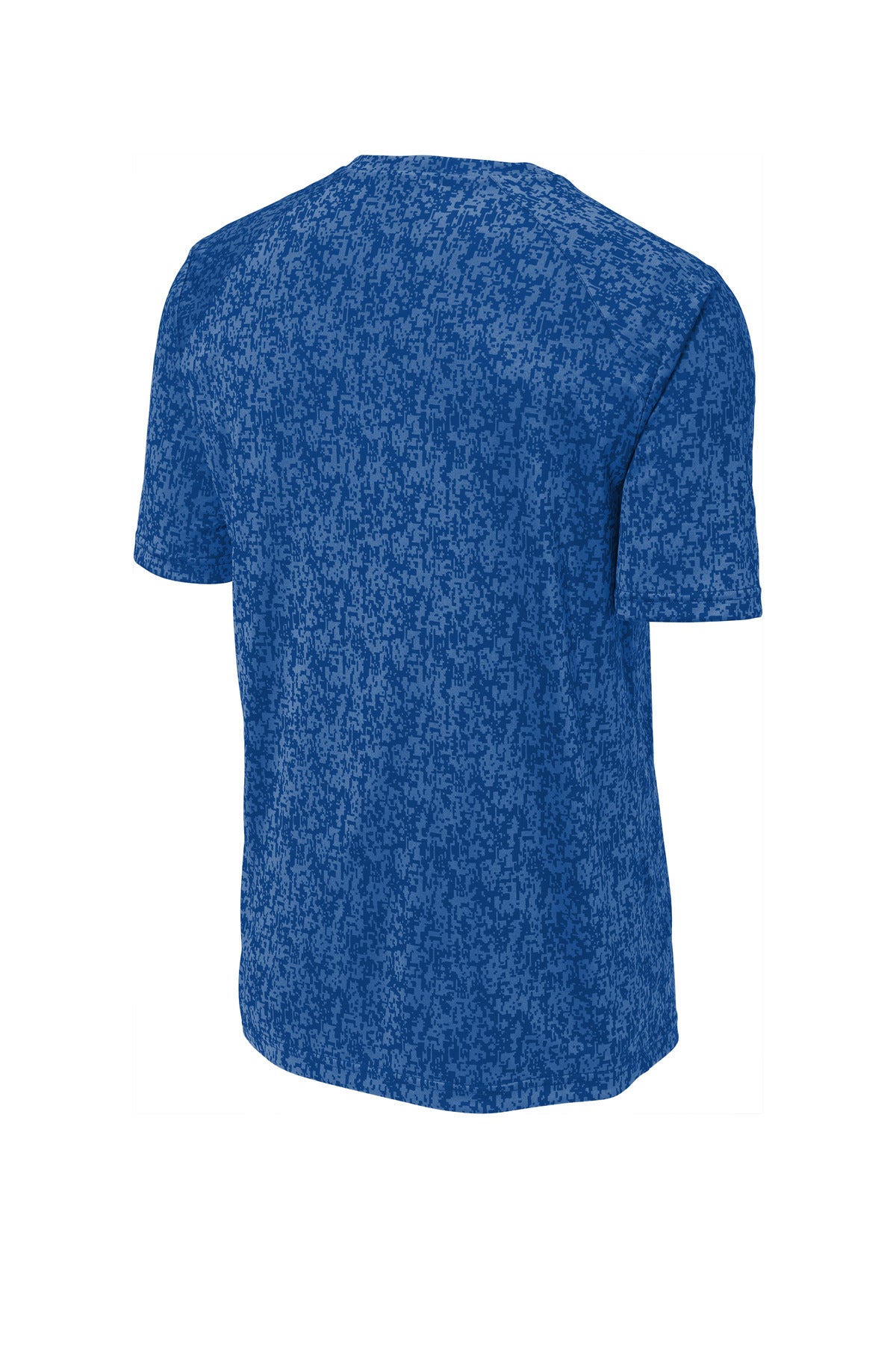 Rear View of True Royal Sport-Tek Digi Camo Tee. ST460 plain