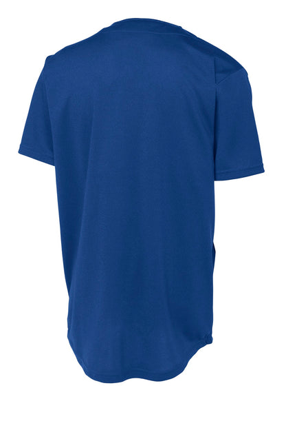 Rear View of True Royal Sport-Tek PosiCharge Tough Mesh Full-Button Jersey. ST220 plain