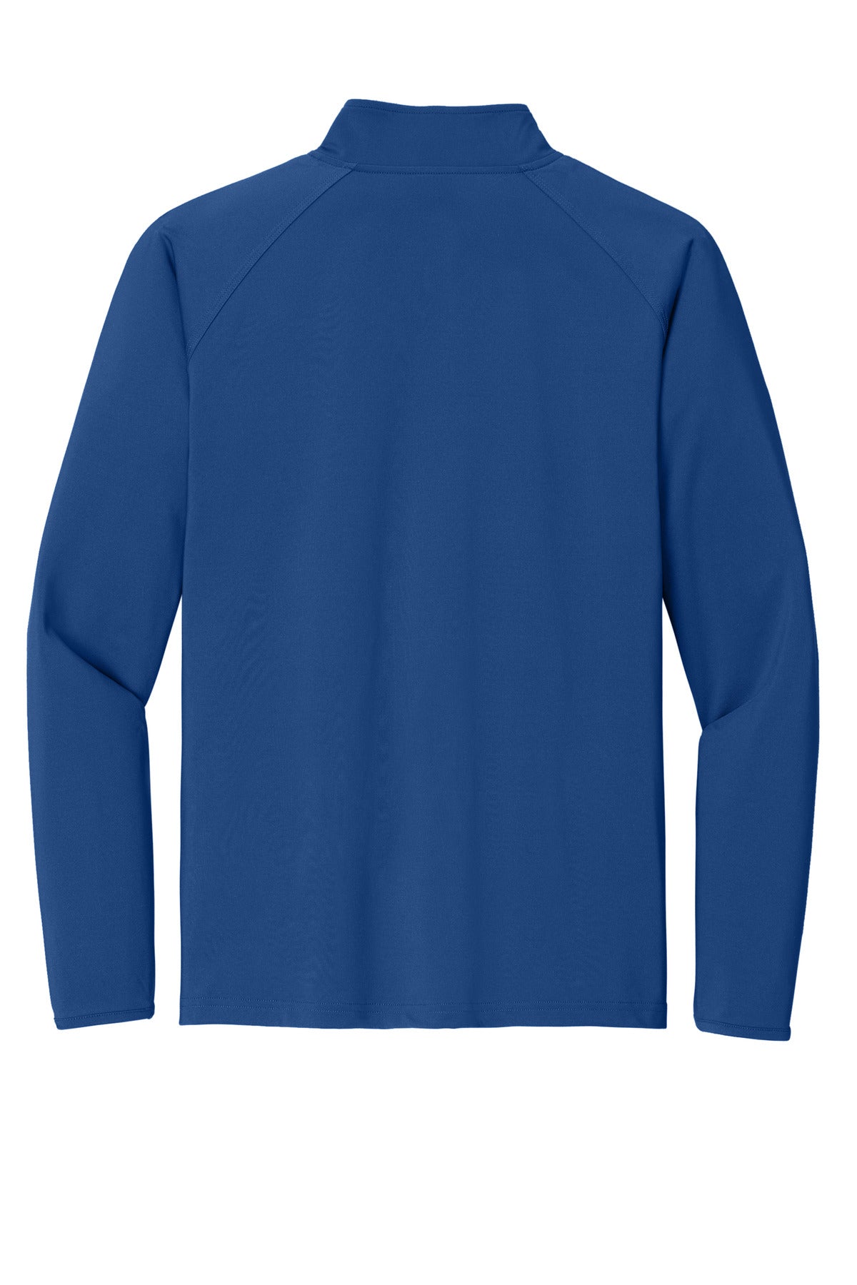 Rear View of True Royal Sport-Tek Sport-Wick Stretch 1/4-Zip Pullover. ST850 plain