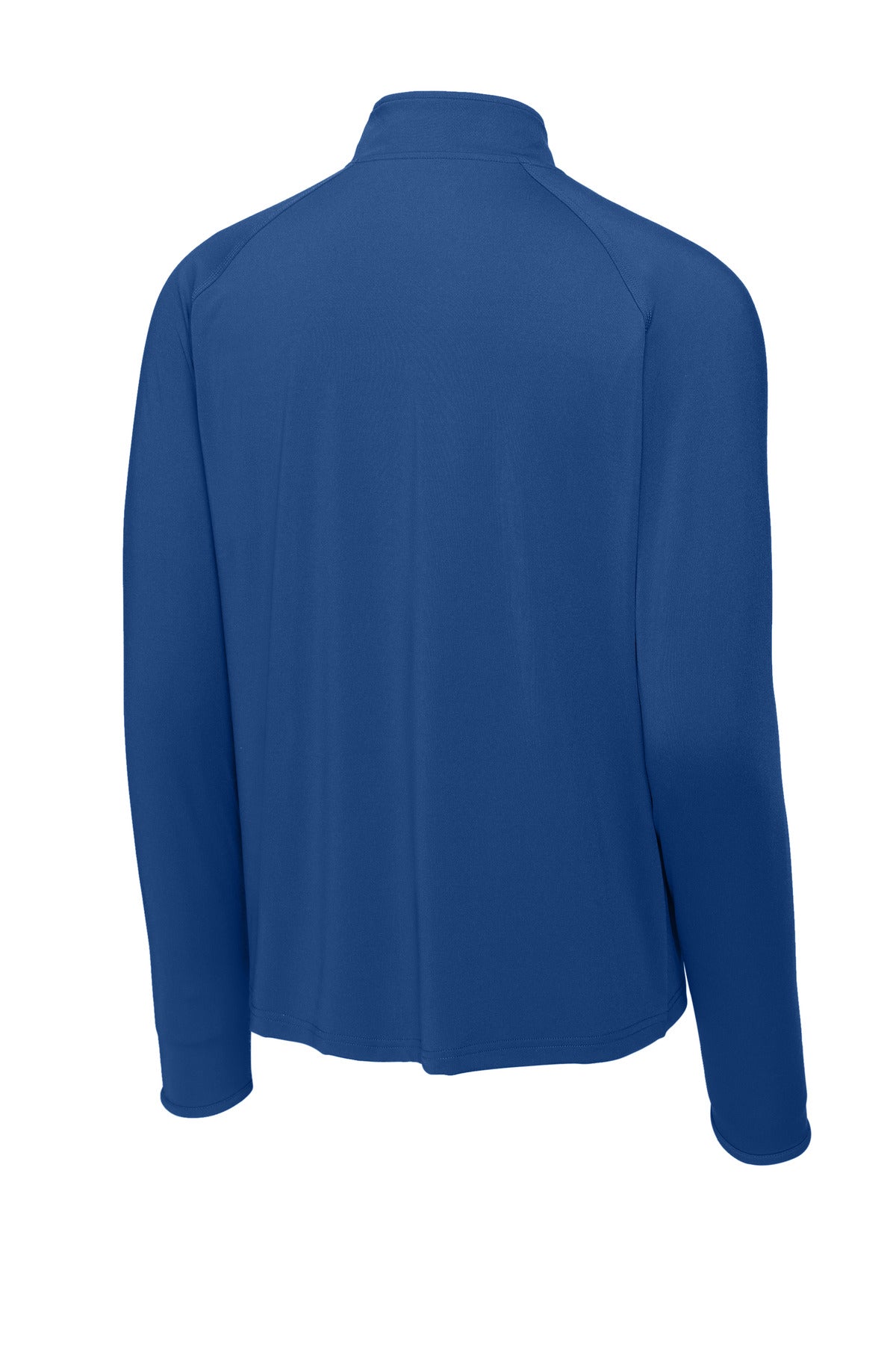 Rear View of True Royal Sport-Tek Sport-Wick Stretch 1/4-Zip Pullover. ST850 plain