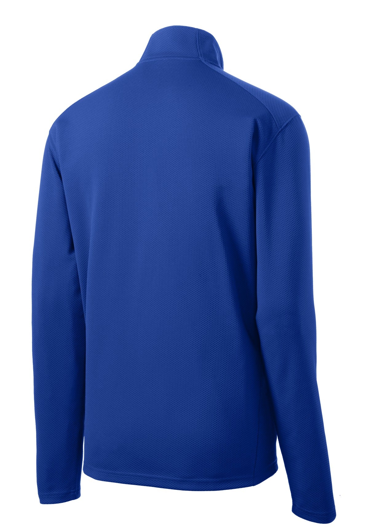 Rear View of True Royal Sport-Tek Sport-Wick Textured 1/4-Zip Pullover. ST860 plain