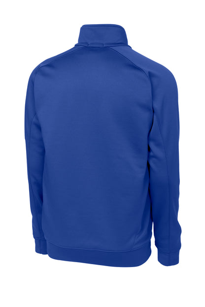 Rear View of True Royal Sport-Tek Tech Fleece 1/4-Zip Pullover. F247 plain