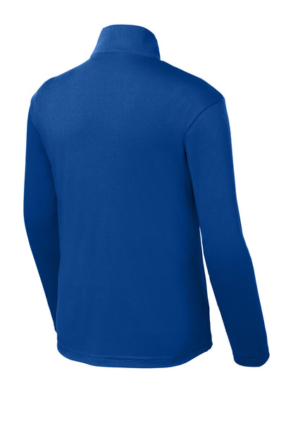 Rear View of True Royal Sport-Tek Youth PosiCharge Competitor 1/4-Zip Pullover. YST357 plain