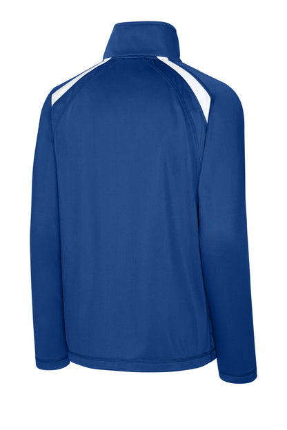 Rear View of True Royal/Wht Sport-Tek Tricot Track Jacket. JST90