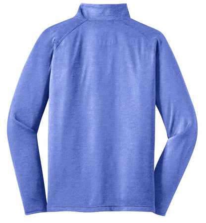 Rear View of True Ryl Hthr Sport-Tek Sport-Wick Stretch 1/4-Zip Pullover. ST850 plain