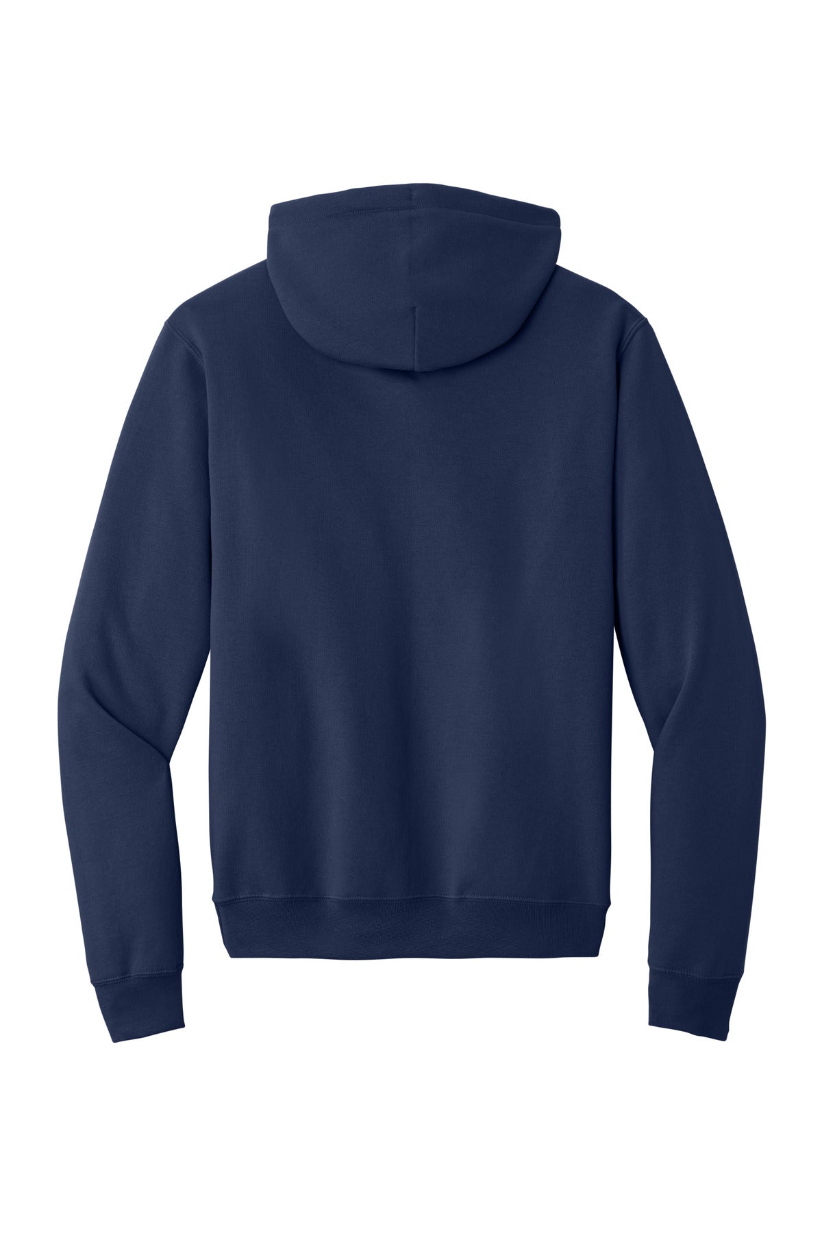 Rear View of TrueNavy Port & Co Core Fleece Pullover Hooded Sweatshirt. PC78H plain